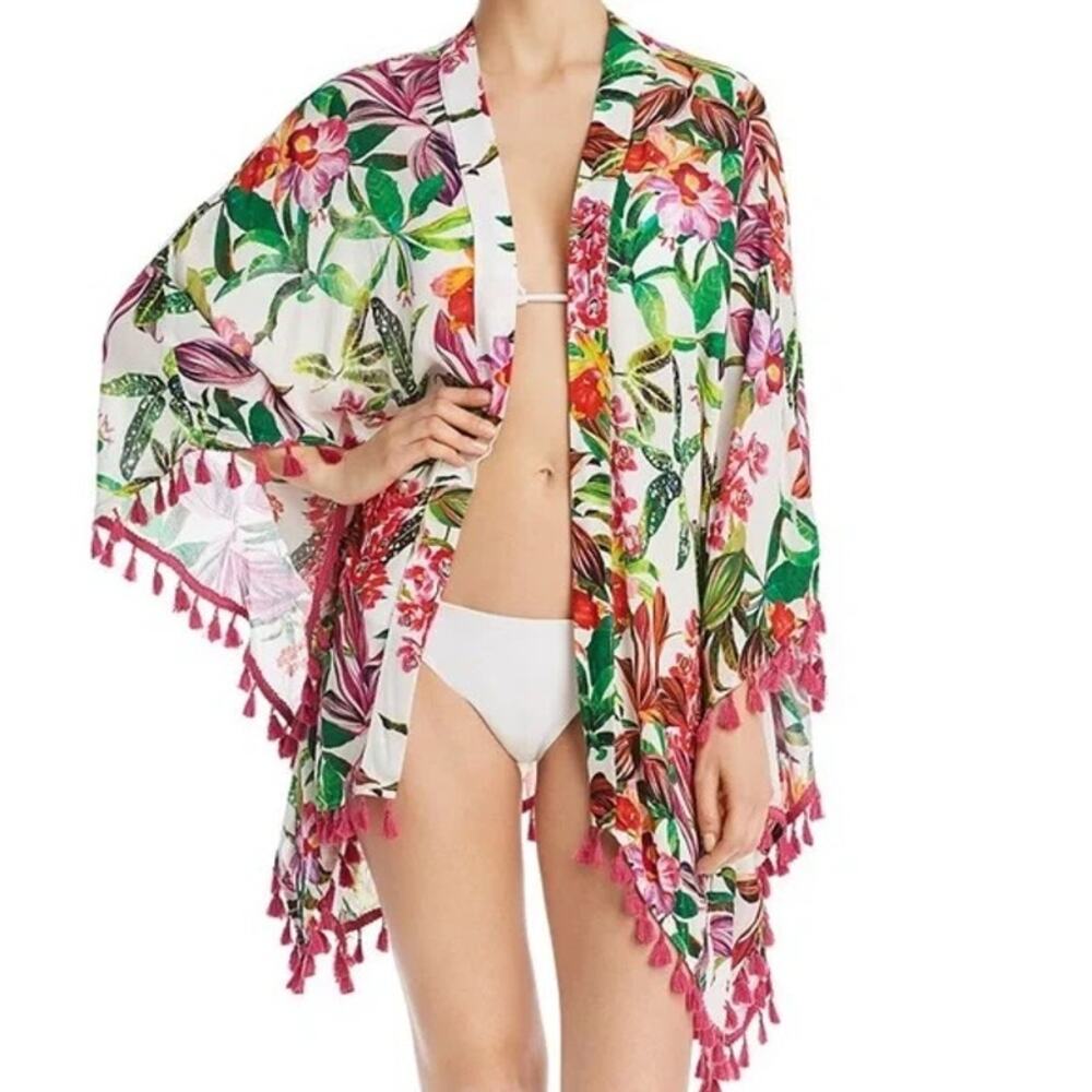 Trina Turk One Size Welcome To Miami Kimono Bright Tropical Print Floral